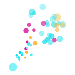 The Particles logo, a cloud of glowing dots of different sizes and colours.